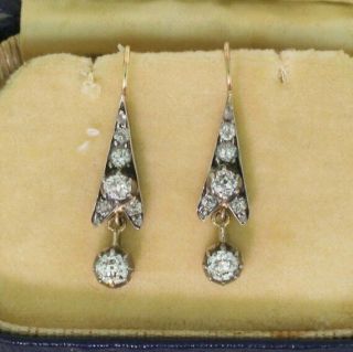 Victorian Art Deco 3.  20ct Round Diamond 14k White Gold Over Drop/dangle Earrings