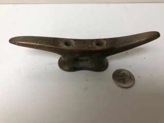 Antique Bronze Open Horned Nautical Cleat With Natural Patina.