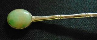 Antique Set of 6 Sterling Silver and Jade Spoons by Wai Kee - Hong Kong / China 2