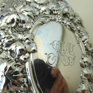 ANTIQUE HEAVY REPOUSSE SILVER HM 1901 HAND MIRROR STUNNING CHERUBS VINES GRAPES 3