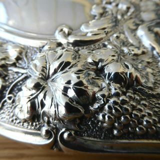 ANTIQUE HEAVY REPOUSSE SILVER HM 1901 HAND MIRROR STUNNING CHERUBS VINES GRAPES 4