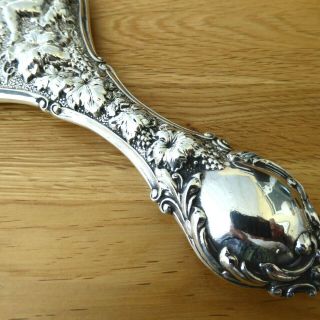 ANTIQUE HEAVY REPOUSSE SILVER HM 1901 HAND MIRROR STUNNING CHERUBS VINES GRAPES 6