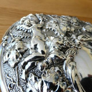 ANTIQUE HEAVY REPOUSSE SILVER HM 1901 HAND MIRROR STUNNING CHERUBS VINES GRAPES 7