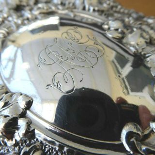 ANTIQUE HEAVY REPOUSSE SILVER HM 1901 HAND MIRROR STUNNING CHERUBS VINES GRAPES 8