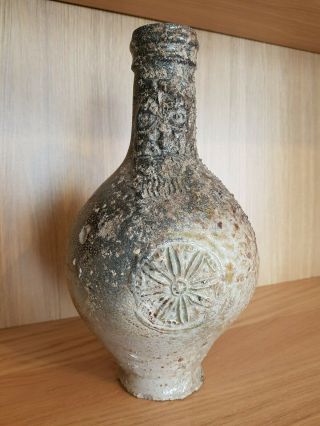 Antique Bellarmine Jug Bartmannskrug 17th Century Intact German Stoneware