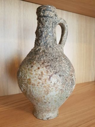 Antique Bellarmine jug Bartmannskrug 17th century intact German stoneware 3