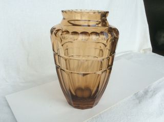 Antique Daum Signed Large Art Deco ‘panelled’ Crystal Glass Vase,  C1910 - 1920.