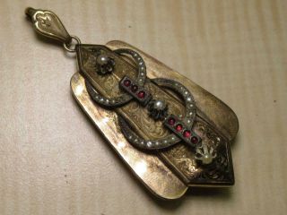Antique Gold Filled Victorian Jewelry Mourning Locket Pendant