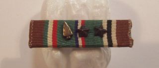 Vintage Ww Ii Eame Pin Back 3/8 " Ribbon Bar 1 Arrowhead 2 Battle Sta