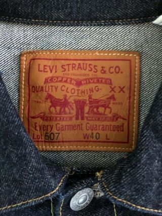 Vintage LVC levis 507xx Type 2 Big E selvedge denim jacket made in USA 3