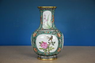 Antique Chinese Famille Rose Porcelain Vase Marked Yongzheng Rare G8981