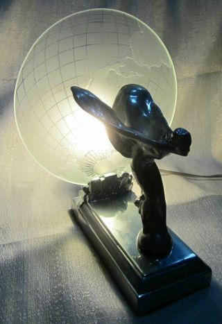Rolls Royce Flying Lady auto Vintage table lamp in polished aluminum USA 2