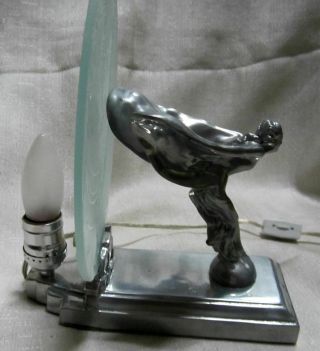 Rolls Royce Flying Lady auto Vintage table lamp in polished aluminum USA 3
