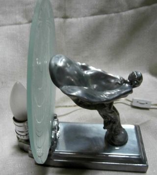 Rolls Royce Flying Lady auto Vintage table lamp in polished aluminum USA 5