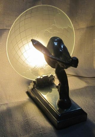 Rolls Royce Flying Lady auto Vintage table lamp in polished aluminum USA 7