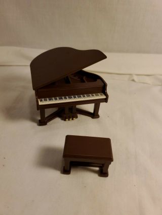 Vintage Fisher Price Doll House Grand Piano With Bench 1977 Brown