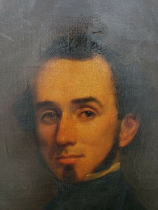 Antique Old Early 1800s American Realism Portrait Oil Painting Young Gentleman 3