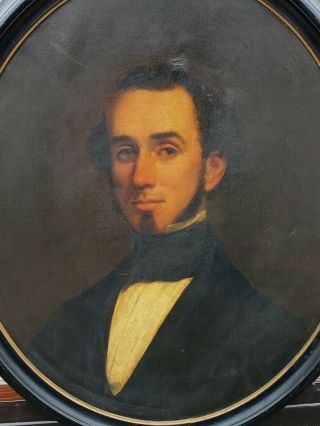 Antique Old Early 1800s American Realism Portrait Oil Painting Young Gentleman 5