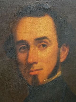Antique Old Early 1800s American Realism Portrait Oil Painting Young Gentleman 6