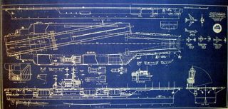 Us Navy Aircraft Carrier Uss Kitty Hawk Cva - 63 Blueprint 17x35 (270)
