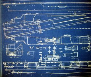 US Navy Aircraft Carrier USS Kitty Hawk CVA - 63 Blueprint 17x35 (270) 3