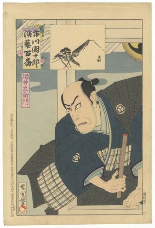 Japanese Woodblock Print,  Kunichika,  Actor,  Danjuro,  Portrait,  Ukiyo - E