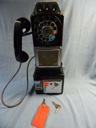 VTG GTE 3 SLOT PAY PHONE CHROME DOOR HAS COIN BOX & KEYS FOR TOP & BOX MODULAR 2