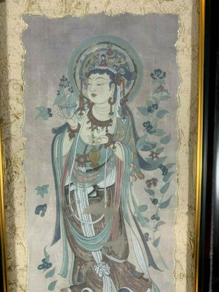 Chinese Antique Vintage Buddhist Deity Print in Frame 2