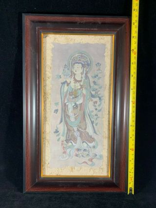 Chinese Antique Vintage Buddhist Deity Print in Frame 5