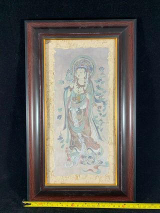 Chinese Antique Vintage Buddhist Deity Print in Frame 6