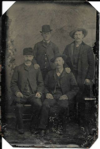 Very Rare Tintype Believed To Be Wyatt Earp And Brothers Morgan,  Warren,  Virgil