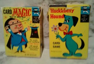 2 Vintage Ed - U - Cards Hanna Barbara Game Playing Cards Huckleberry Hound & Magic