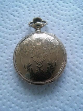 Antique American Waltham 14 K Ladies Pocket Watch Engraved Hunters Case