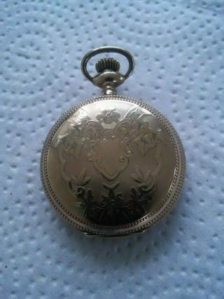 Antique American Waltham 14 K Ladies Pocket Watch Engraved Hunters Case 2