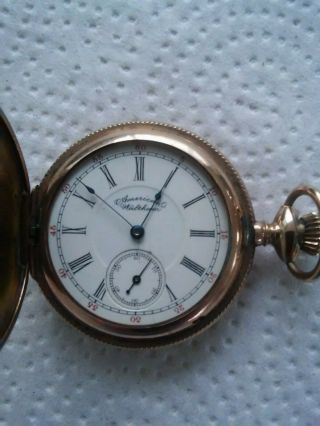 Antique American Waltham 14 K Ladies Pocket Watch Engraved Hunters Case 3