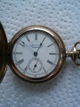 Antique American Waltham 14 K Ladies Pocket Watch Engraved Hunters Case 6