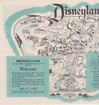 1955 DISNEYLAND BROCHURE MAP DISNEY INAUGURAL 1ST YEAR Walt Disney VTG 4