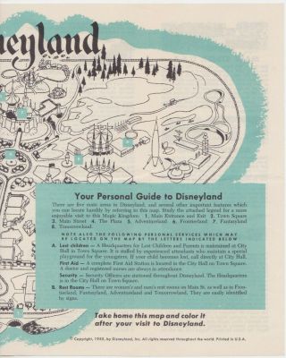 1955 DISNEYLAND BROCHURE MAP DISNEY INAUGURAL 1ST YEAR Walt Disney VTG 5
