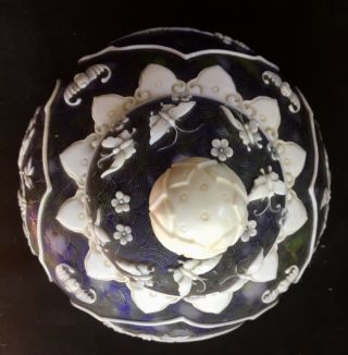 Finely Detailed Chinese Peking Glass 6.  50” Blue / White Lidded Vase 7