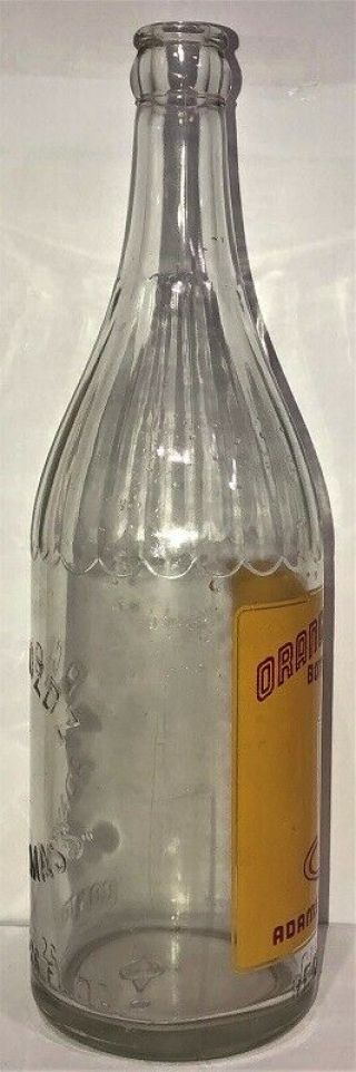 RARE VINTAGE ORANGE SQUEEZE BOTTLING CO SODA BOTTLE EMBOSSED P GWOZDZ ADAMS MASS 7