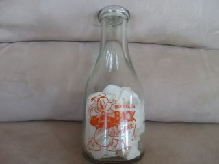 Vintage One Quart Donald Duck Milk Bottle
