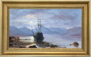 Loch Long Scotland Antique Oil Painting By William Boswell Currie (1823 - 1894)