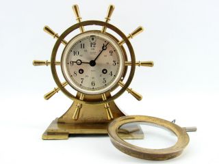 Vintage Salem Ship ' s Bell Brass 8 - Day Clock 5
