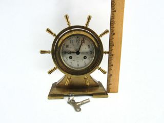 Vintage Salem Ship ' s Bell Brass 8 - Day Clock 6