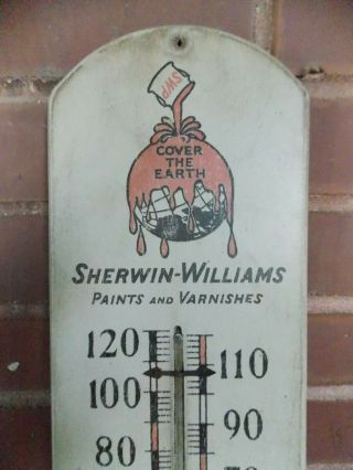 Antique vintage Sherwin - Williams Paints advertising wood thermometer sign 2