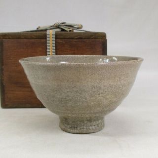 H498: Korean Pottery Tea Bowl Ido - Chawan With Very Good Glaze And Atmosphere W/b