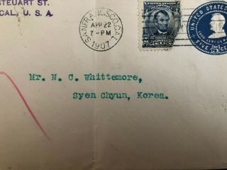 1907 Korean Missionary Whittemore Letter Cover San Francisco America US Korea 8