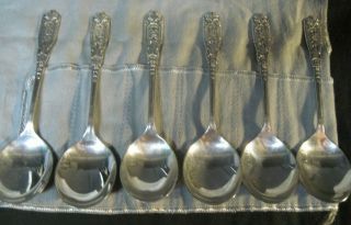 Westmorland Sterling " Milburn Rose " Set Of 6 Soup Spoons,  6 ",  1940 