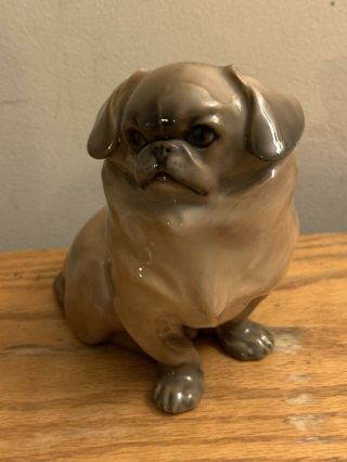 Vintage Royal Copenhagen Pekingese Dog Figurine Signed Rare Collectible
