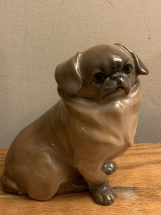 Vintage Royal Copenhagen Pekingese Dog Figurine Signed Rare Collectible 2